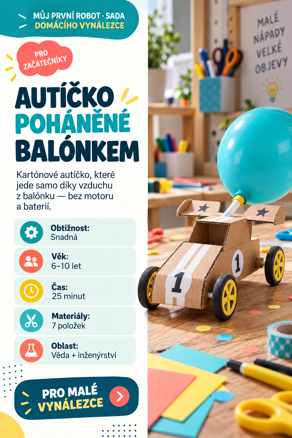 Autíčko poháněné balónkem