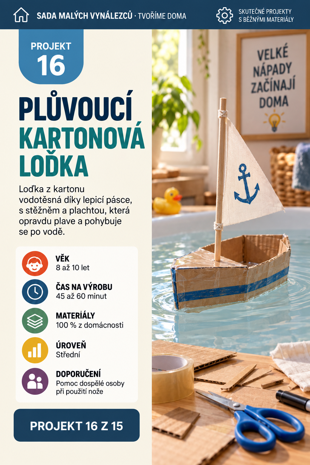 Plůvoucí kartonová loďka
