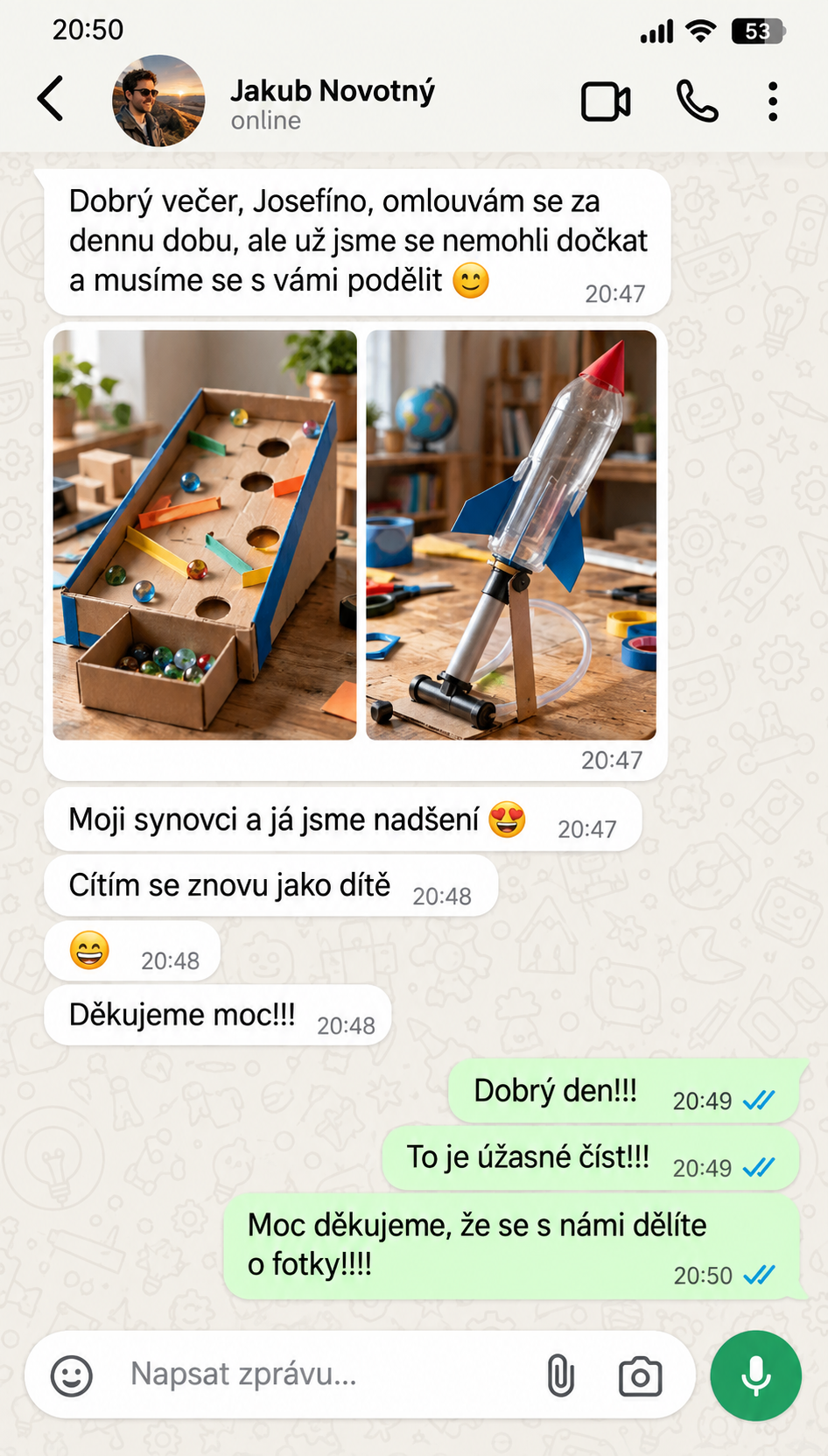 Zpráva od Jakuba Novotného se dvěma hotovými projekty