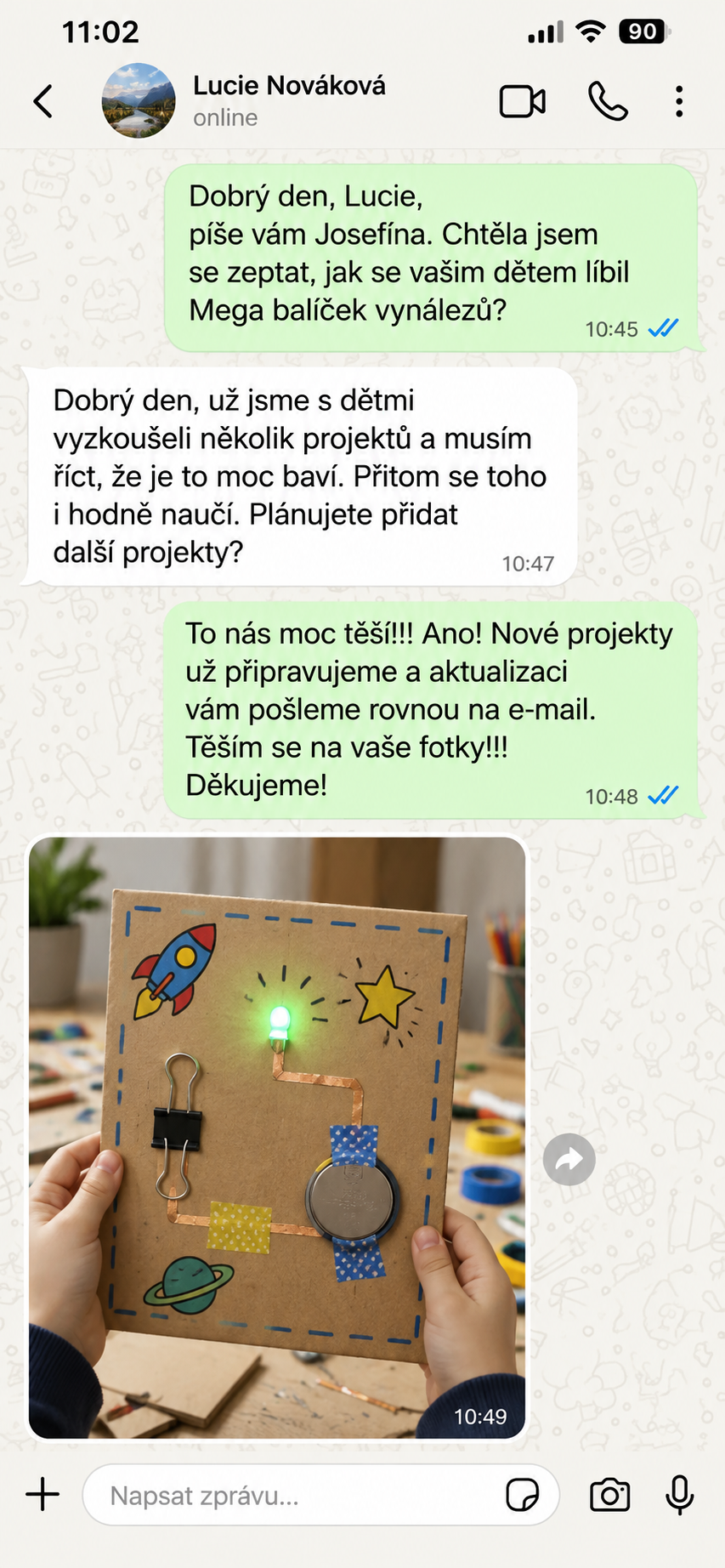 Zpráva od Lucie Novákové o Mega balíčku vynálezů